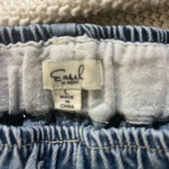 Easel Light Wash Chambray /Jeans Barrel Wide Leg Pants Sz L - Picture 4 of 4